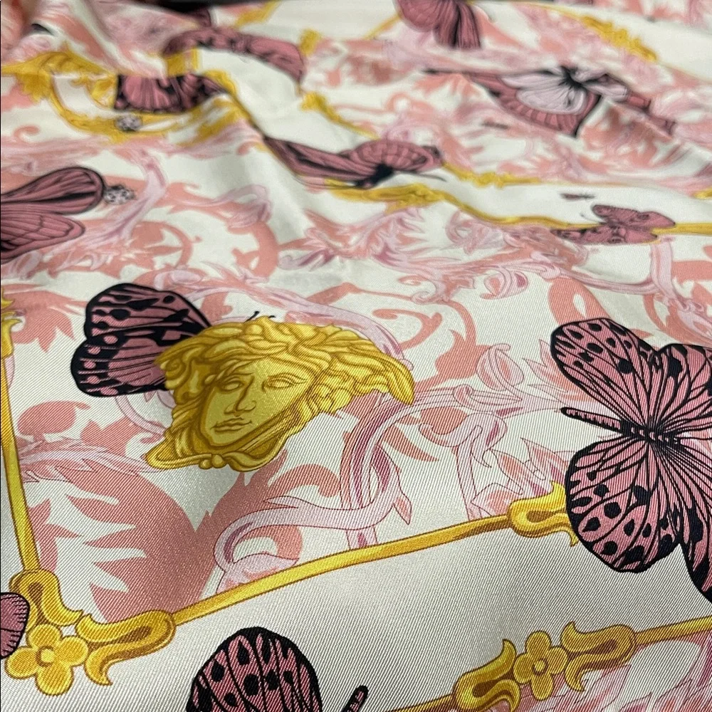 Versace Pink and Gold Butterfly Scarf